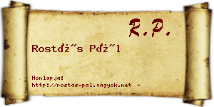 Rostás Pál névjegykártya