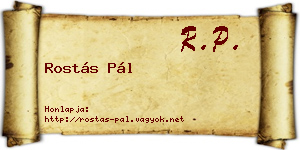 Rostás Pál névjegykártya